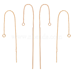 8Pcs 2 Style Brass Chain Stud Earring Findings, with Loop, Ear Threads, Real 18K Gold Plated, 105~114x0.7~1mm, Hole: 2~3mm, Pin: 0.8mm, 4Pcs/style(KK-BBC0009-80)