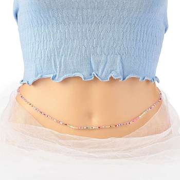 Summer Jewelry Waist Bead, Body Chain, Glass Seed Beaded Belly Chain, Bikini Jewelry for Woman Girl, Colorful, 32-1/4 inch(82cm)