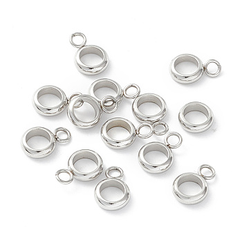 201 Stainless Steel Tube Bails, Loop Bails, Ring Bail Beads, Stainless Steel Color, 9x6x2mm, Hole: 1.8mm