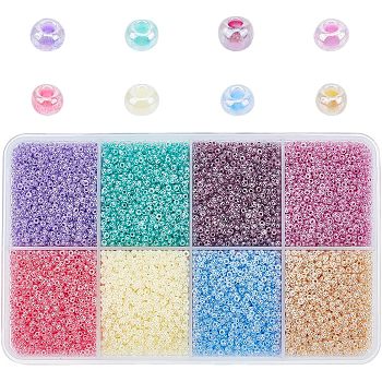 Nbeads 8400Pcs 4 Colors Opaque Glass Seed Beads, Triangle, Mixed Color, 1~3x2.5x2mm, Hole: 0.5mm, about 2100Pcs/colors