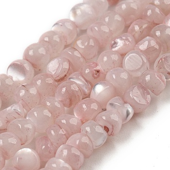 Natural White Shell Dyed Beads Strands, Nuggets, Misty Rose, 2.5~3.5x3~3.5x2~3.5mm, Hole: 0.4mm, about 139pcs/strand, 15.16''(38.5cm)