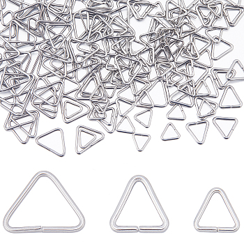 300Pcs 3 Style 201 Stainless Steel Quick Link Connectors, Triangle Linking Ring, Fit for Top Drilled Beads, Webbing, Strapping Bags, Stainless Steel Color, 8~10.5x8~14x1~1.2mm, Inner Diameter: 5.5~8mm, 100pcs/style