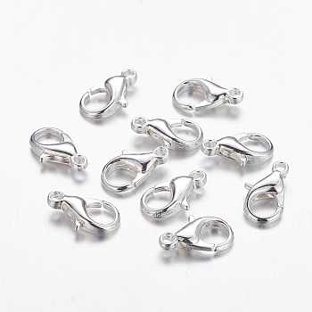 Zinc Alloy Lobster Claw Clasps, Cadmium Free & Nickel Free & Lead Free, Silver Color Plated, 10x6mm, Hole: 1mm