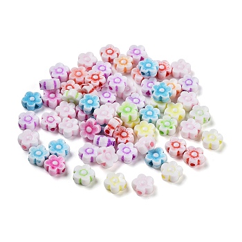 Craft Style Opaque Acrylic Beads, Flower, Mixed Color, 8x8.5x3.5mm, Hole: 1.8mm, about 3571pcs/500g