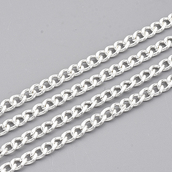 304 Stainless Steel Curb Chains, Twisted Chains, Unwelded, with Spool, Silver Color Plated, 4.5x3x0.8mm, about 32.8 Feet(10m)/roll