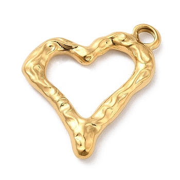 Ion Plating(IP) 304 Stainless Steel Pendants, Heart Charm, Golden, 21x22x3mm, Hole: 2mm