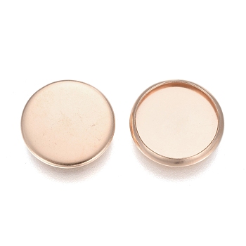 304 Stainless Steel Plain Edge Bezel Cups, Cabochon Settings, Flat Round, Rose Gold, Tray: 12mm, 13.5x1.8mm