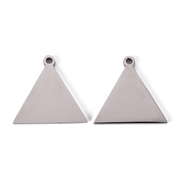 201 Stainless Steel Pendants, Laser Cut, Triangle, Stainless Steel Color, 20x20.5x1.2mm, Hole: 1.6mm
