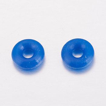 Rubber O Rings, Donut Spacer Beads, Fit European Clip Stopper Beads, Blue, 2mm