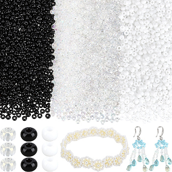 7500Pcs 3 Colors 12/0 Grade A Round Glass Seed Beads, Baking Paint, Mixed Color, 12/0, 2x1.5mm, Hole: 0.7mm, 2500pcs/color
