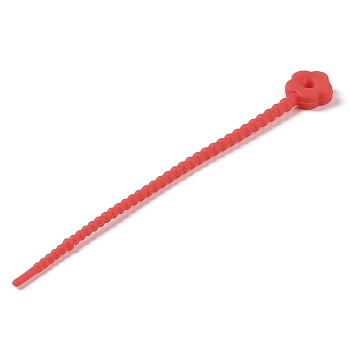 Flower Shape Silicone Cable Zip Ties, Cord Organizer Strap, for Wire Management, Red, 130x14x5mm