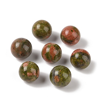 Natural Unakite No Hole Sphere Beads, Round, 14mm