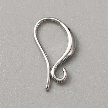 Brass Earring Hooks, with Horizontal Loop, Platinum, 16x9x1.5mm, Hole: 1.5mm, Pin: 0.8mm