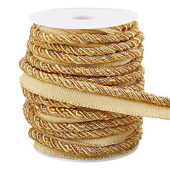 WADORN 1 Bundle Polyester Twist Lip Cord Trim, Upholstery Trim Edge Sewing Piping Cord for Curtain Sofa Decoration, Wheat, 17mm, about 13.67 yards(12.5m)/bundle