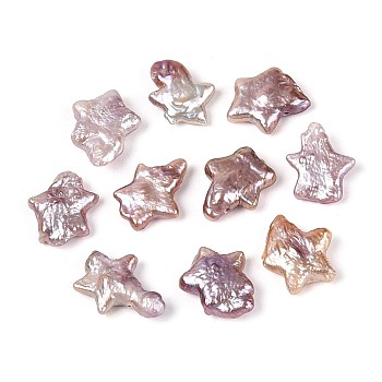 Natural Baroque Keshi Pearl Beads, Nucleated Pearl, Star, Top Drilled, Thistle, 11~23x9.5~13x2.5~6.5mm, Hole: 0.6mm