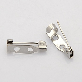 201 Stainless Steel Brooch Pin Back Bar Findings, Stainless Steel Color, 17x5.5x5mm, Hole: 2mm, Pin: 0.6mm