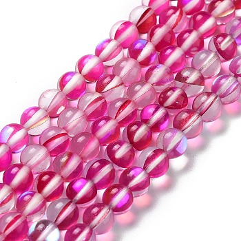 Synthetic Moonstone Beads Strands, Round, Camellia, 6mm, Hole: 1mm, about 31pcs/strand, 7.20 inch(18.3cm)