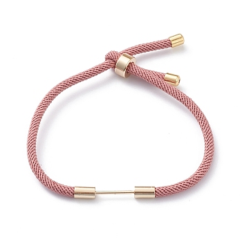 Braided Nylon Cord Bracelet Making, with Brass Findings, Light Coral, 9-1/2 inch(24cm), Link: 30x4mm