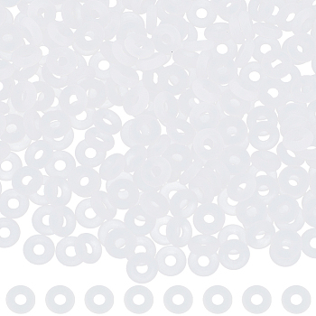 400Pcs Rubber O Rings, Donut Spacer Beads, Fit European Clip Beads, White, 6x2mm, Hole: 2.5mm