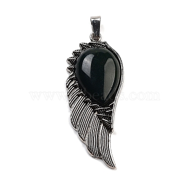 Antique Silver Wing Indian Agate Big Pendants