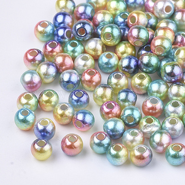 Rainbow ABS Plastic Imitation Pearl Beads(X-OACR-Q174-6mm-07)-2