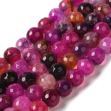 Medium Violet Red Round Dragon Veins Agate Beads