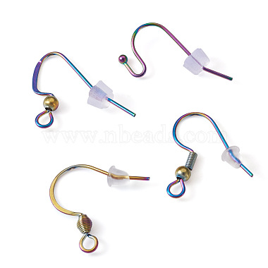 80Pcs Rainbow Color Ion Plating(IP) 304 Stainless Steel French Earring Hooks(DIY-KS0001-29)-2