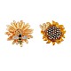 2Pcs 2 Style Sunflower and Bee Clear Cubic Zirconia Badges Pins with Enamel(JX167A)-1