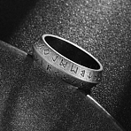 Viking Rune 304 Stainless Steel Finger Rings for Men, Antique Silver, 7mm, US Size 10 1/4(19.9mm)(WGDF4AB-62)