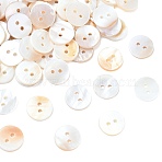 2-Hole Shell Flat Round Buttons, Seashell Color, 13x2mm, Hole: 2mm, about 500pcs/bag(BUTT-P012-09)