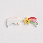 Resin Cabochons, with Glitter Powder, for Jewelry Making, Star, Colorful, 21.5x12.5x4.5mm(RESI-CJC0001-46)