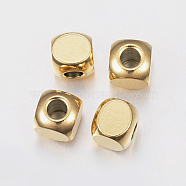 Ion Plating(IP) 304 Stainless Steel Beads, Cube, Golden, 6x6x6mm, Hole: 3mm(STAS-F135-07G-6x6mm)