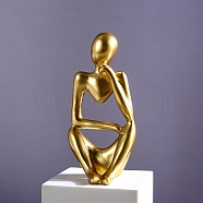 Resin Mini Abstract Character Figurines Ornaments, for Home Desktop Decoration, Gold, 60x52x125mm(PW-WG37993-02)