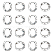 Unisex 304 Stainless Steel Hoop Earrings, Manual Polishing Huggie Earrings, Stainless Steel Color, 12x2.5mm, Pin: 0.7mm, Inner Diameter: 8mm, 10pairs/box(STAS-UN0002-60P-06)