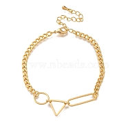 Geometry  Brass Charm Bracelets for Women, Real 18K Gold Plated, 6-7/8 inch(17.4cm)(BJEW-L696-102G)