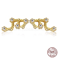Cubic Zirconia Constellation Stud Earrings, Golden 925 Sterling Silver Earrings, Virgin, 10.5x5mm(EJEW-P231-90G-02)