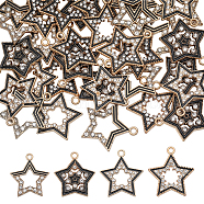 40Pcs 4 Style Alloy Enamel Pendants, with Crystal Rhinestone, Star Charms, Light Gold, 22~24x20~22x1.5~2mm, Hole: 1.8mm, 10Pcs/style(FIND-SC0008-31)