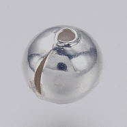 Brass Crimp Beads Covers, Round, Platinum, 6mm In Diameter, Hole: 1mm(X-KK-G311-08P)