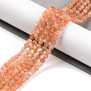 Natural Sunstone Beads Strands, Faceted, Round, 4mm, Hole: 0.8mm, about 104pcs/strand, 15.35 inch(39cm)(G-F770-C01-04)