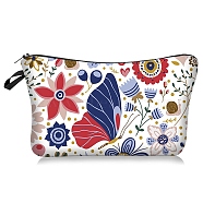 Flower Pattern Polyester Waterpoof Makeup Storage Bag, Multi-functional Travel Toilet Bag, Clutch Bag with Zipper for Women, Colorful, 22x13.5cm(PW-WG57471-15)