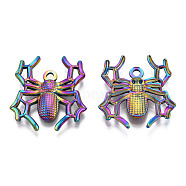 Halloween Theme 201 Stainless Steel Pendants, Spider Charm, Rainbow Color, 25x22.5x3mm, Hole: 1.8mm(STAS-N098-147M)