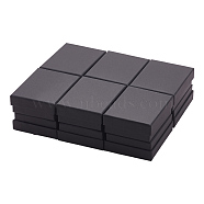 Kraft Cotton Filled Cardboard Paper Jewelry Set Boxes, for Ring, Necklace, with Sponge inside, Rectangle, Black, 9x7x3cm, Inner Size: 8.5x6.4x1.7cm(CBOX-R036-11B)
