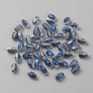 Transparent Electroplate Glass Beads, Faceted Oval with Arrows Pattern, Royal Blue, 10x6mm, Hole: 1.2mm(EGLA-TAC0005-01D)