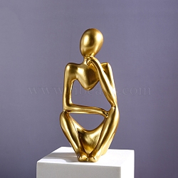 Resin Mini Abstract Character Figurines Ornaments, for Home Desktop Decoration, Gold, 60x52x125mm(PW-WG37993-02)