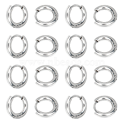 Unisex 304 Stainless Steel Hoop Earrings, Manual Polishing Huggie Earrings, Stainless Steel Color, 12x2.5mm, Pin: 0.7mm, Inner Diameter: 8mm, 10pairs/box(STAS-UN0002-60P-06)