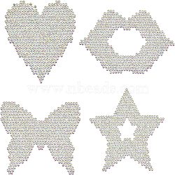 Fingerinspire 12Pcs 4 Style Glass Hotfix Rhinestone, Sew on Patches, Dress Shoes Garment Decoration, Heart & Star & Butterfly & Lip, Blue Zircon AB, 50x80mm, 3pcs/style(DIY-FG0002-64)