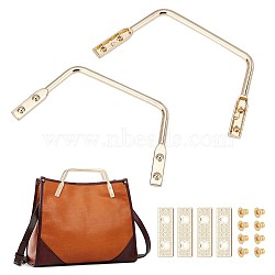 Zinc Alloy Trapezoid Bag Handle, with Suspension Clasp & 4Pcs Screws, Bag Making Accessories, Light Gold, 6x13.4x0.55cm, Hole: 2.5mm(PURS-WH0001-27)