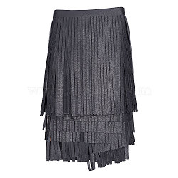 Elite 3 Meters PU Imitation Leather Tassels Trimming, for Costume Accessories, Black, 200~250x0.5mm(DIY-PH0010-44C-02)