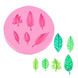 Leaf DIY Food Grade Silicone Fondant Molds, Resin Casting Molds, For UV Resin, Epoxy Resin Jewelry Making, Hot Pink, 95x9mm(PW-WG20943-02)