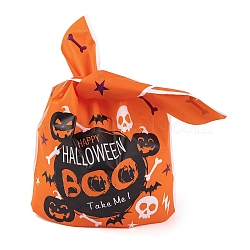 100Pcs Rabbit Shaped Halloween Candy Plastic Bags, Word BOO Printed Candy Gift Bags, Orange, 21.5~22.5x13.6x0.01cm(ABAG-U001-02M)